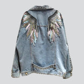 Jeansjacke mit Flügelstickerei für Damen